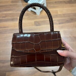 BY FAR Mini bag with strap for crossbody in brown croc